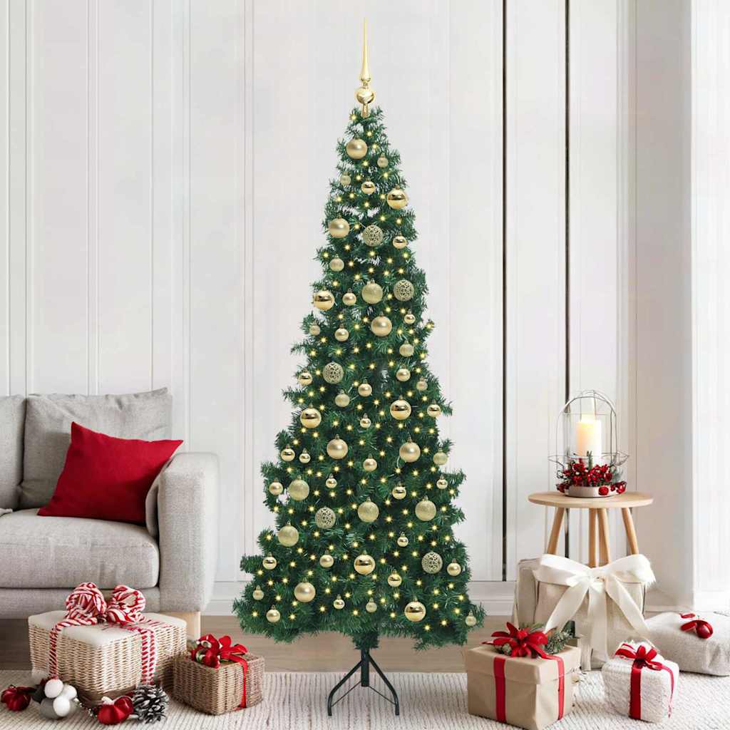 Arbre de Noël artificiel d'angle Vert 210 cm PVC et métal
