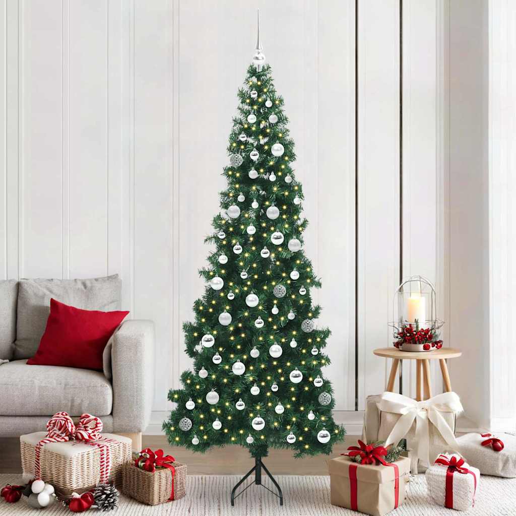 Arbre de Noël artificiel d'angle Vert 210 cm PVC et métal