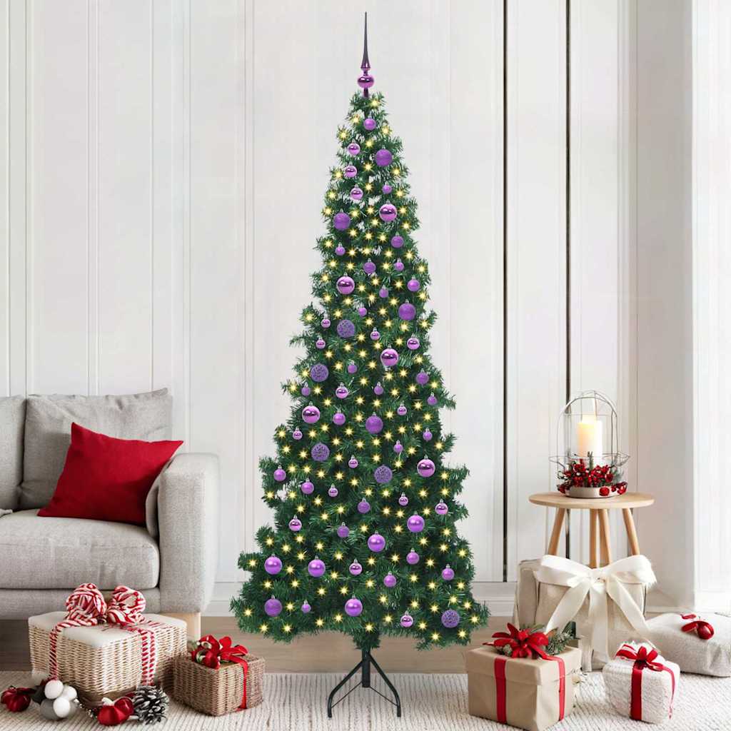 Arbre de Noël artificiel d'angle Vert 210 cm PVC et métal