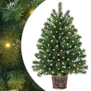 vidaXL Tehisj&otilde;ulupuu koos 150 LED-iga Roheline 75 cm PE ja PVC