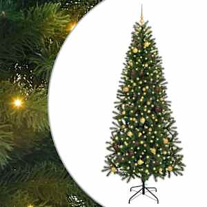 vidaXL Tehisj&otilde;ulupuu koos 300 LED-iga Roheline 240 cm PE ja PVC