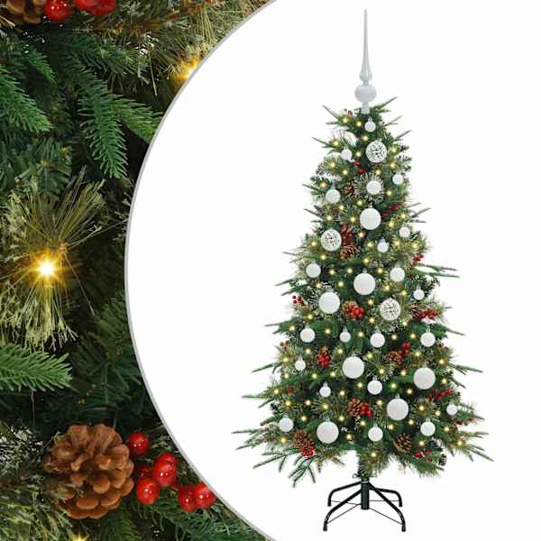 vidaXL Kunstlik kokkupandav j&otilde;ulupuu Roheline 120 cm PE ja PVC