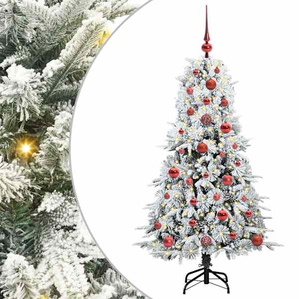 vidaXL Kunstlik kokkupandav j&otilde;ulupuu Valge 120 cm PE ja PVC