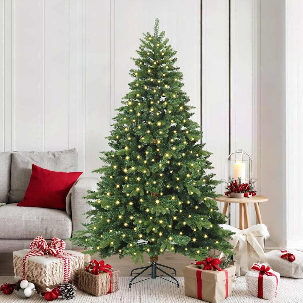 Sapin de Noël artificiel avec 300 LED Vert 180 cm PE et PVC
