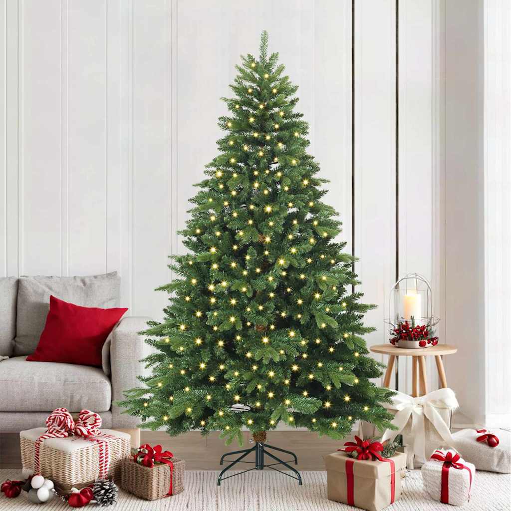 Sapin de Noël artificiel avec 300 LED Vert 210 cm PE et PVC