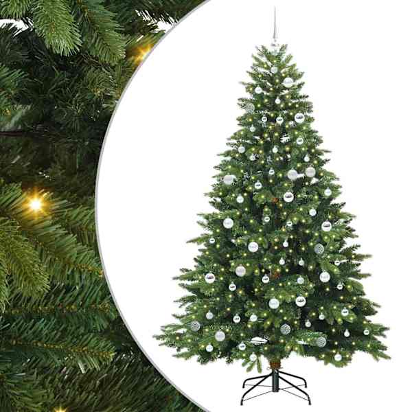 vidaXL Tehisj&otilde;ulupuu koos 300 LED-iga Roheline 210 cm PE ja PVC