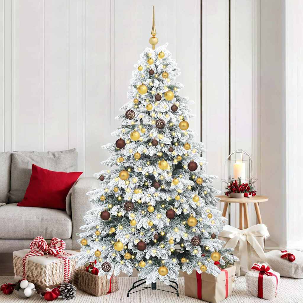 vidaXL Tekojoulukuusi 300 LED-valoilla Valkoinen 180 cm PE ja PVC