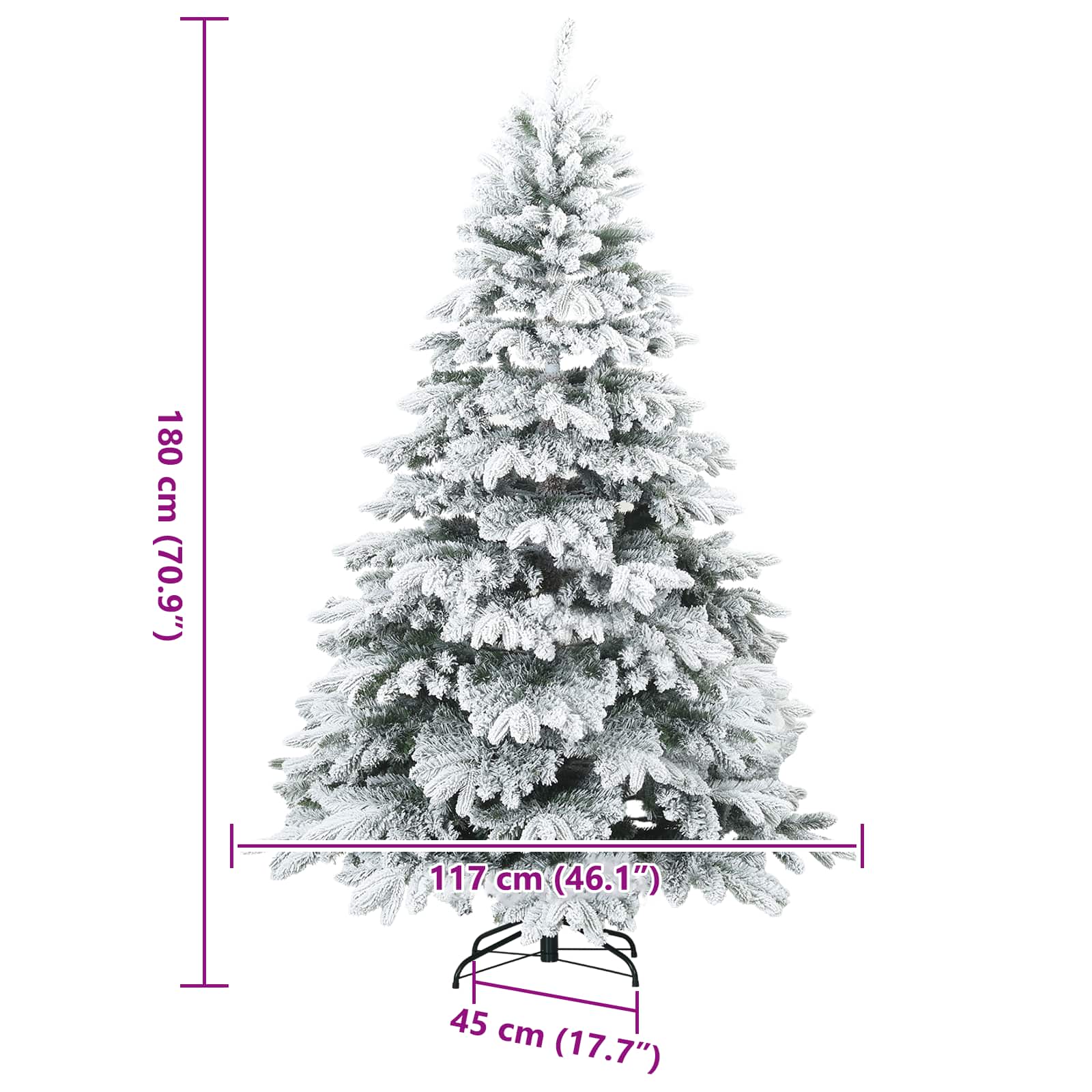 Umělý vánoční stromeček s 300 LED diodami Bílá 180 cm PE a PVC - obrázek 17