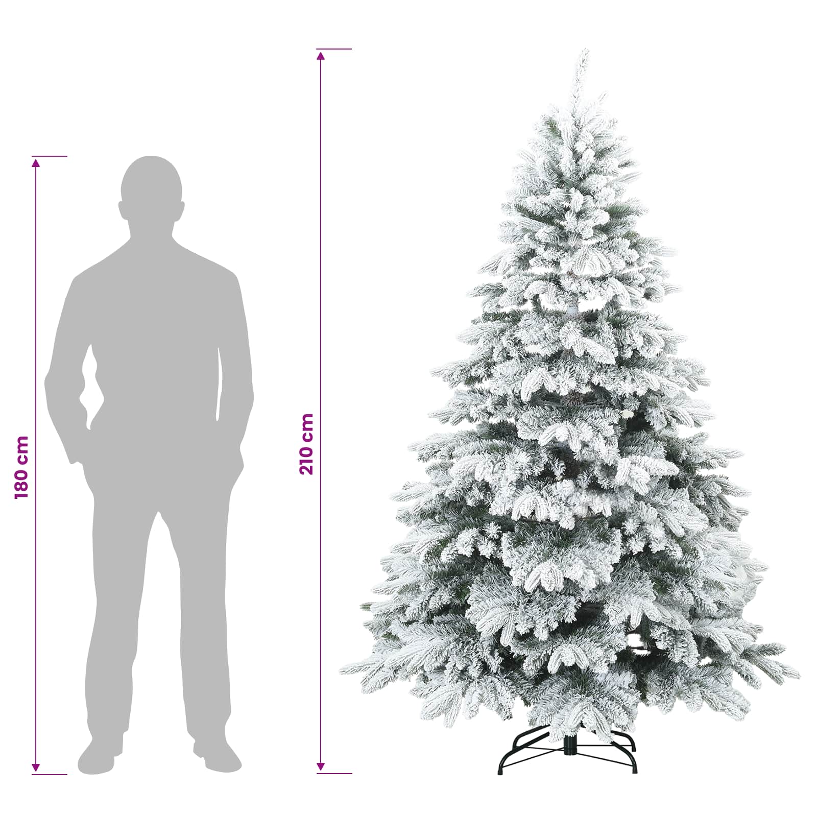 Umestno božično drevo med 300 LED Bela 210 cm PE in PVC