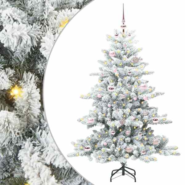 vidaXL Kunstlik kokkupandav j&otilde;ulupuu Valge 150 cm PVC ja teras
