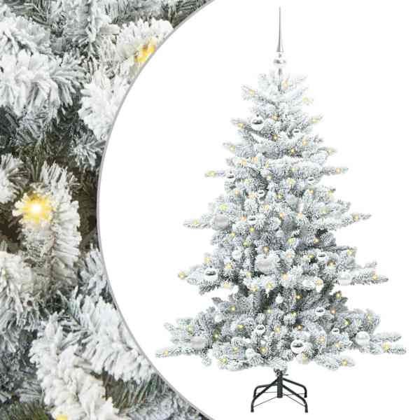 vidaXL Kunstlik kokkupandav j&otilde;ulupuu Valge 150 cm PVC ja teras