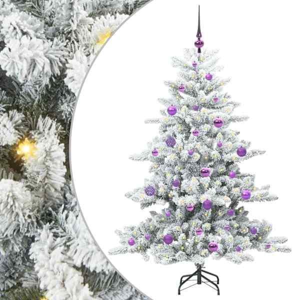 vidaXL Kunstlik kokkupandav j&otilde;ulupuu Valge 150 cm PVC ja teras