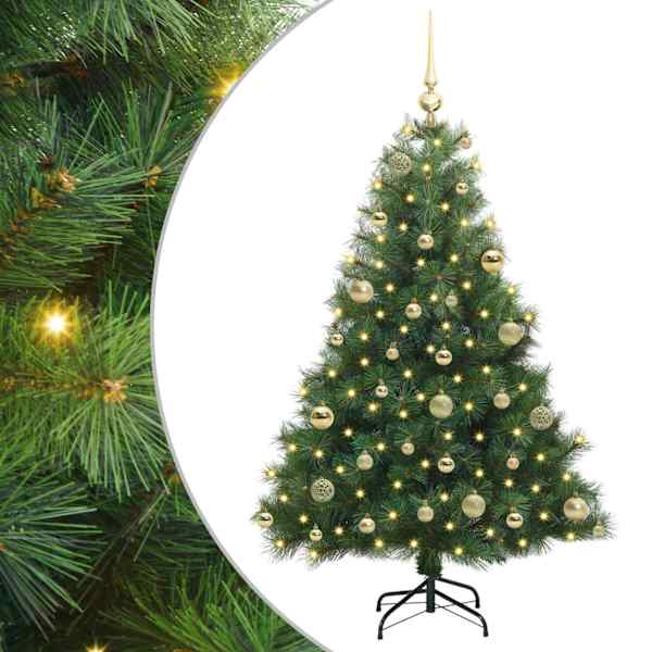vidaXL Tehisj&otilde;ulupuu koos 150 LED-iga Roheline 120 cm PE ja PVC