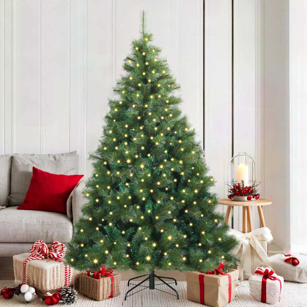 Sapin de Noël artificiel avec 300 LED Vert 180 cm PE et PVC