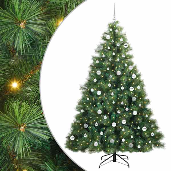 vidaXL Tehisj&otilde;ulupuu koos 300 LED-iga Roheline 210 cm PE ja PVC