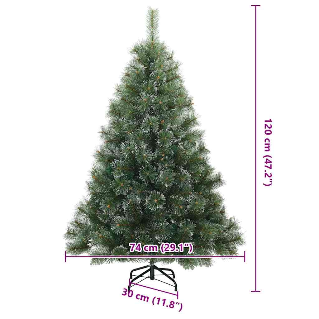vidaXL Künstlicher klappbarer Weihnachtsbaum Grün und Weiß 120 cm – Bild 13