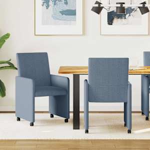 Jídelní židle na kolečkách s koly 2 pcs Modrá 57 x 66 x 94 cm - obrázek 1