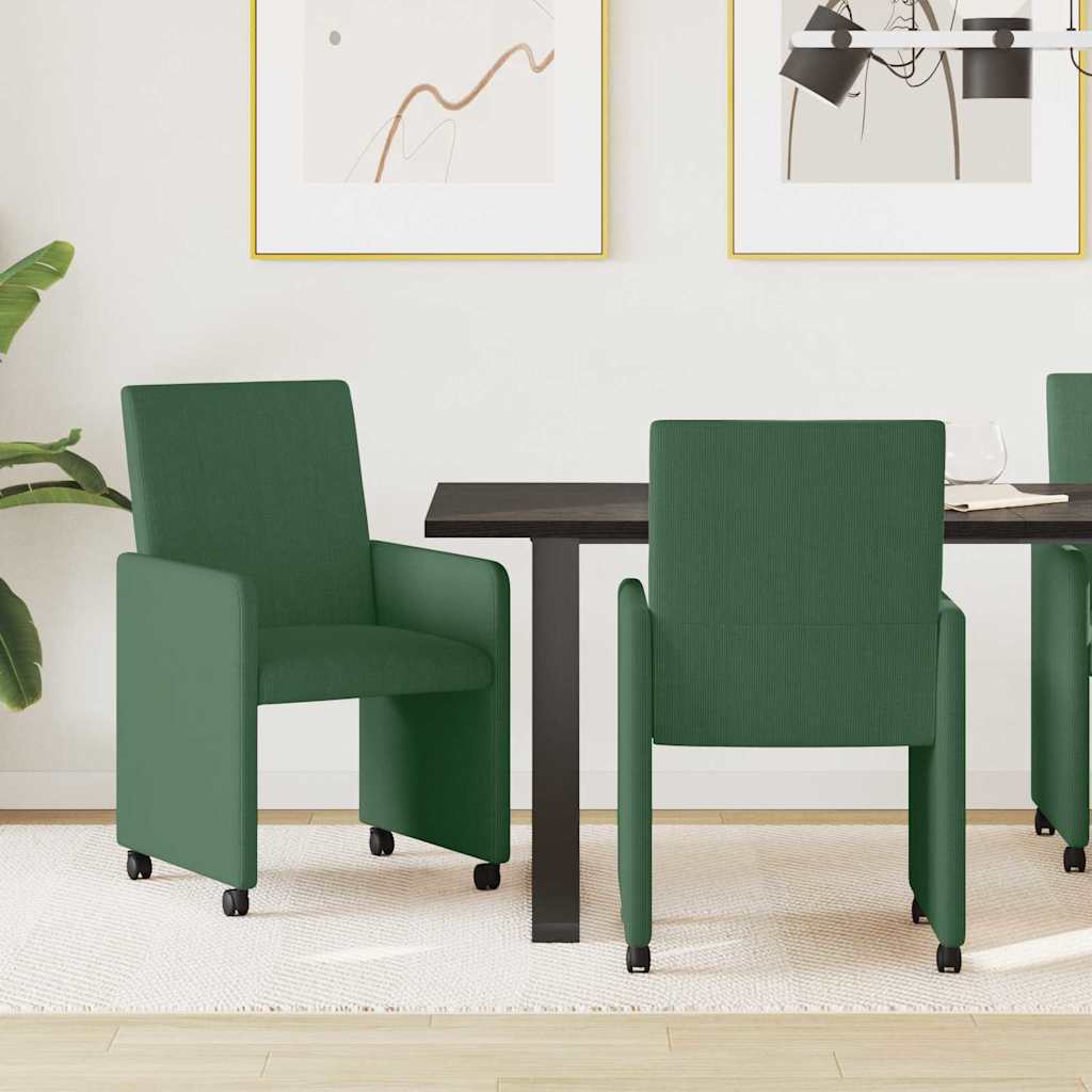 vidaXL Scaune de dining cu roți 2 pcs Gri verde 57 x 66 x 94 cm