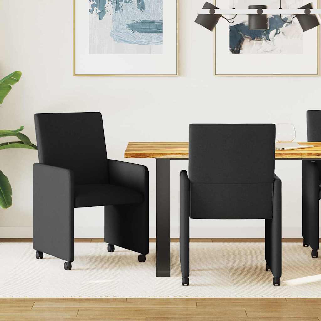 vidaXL Scaun de sufragerie 2 pcs Negru 57 x 66 x 94 cm țesătură