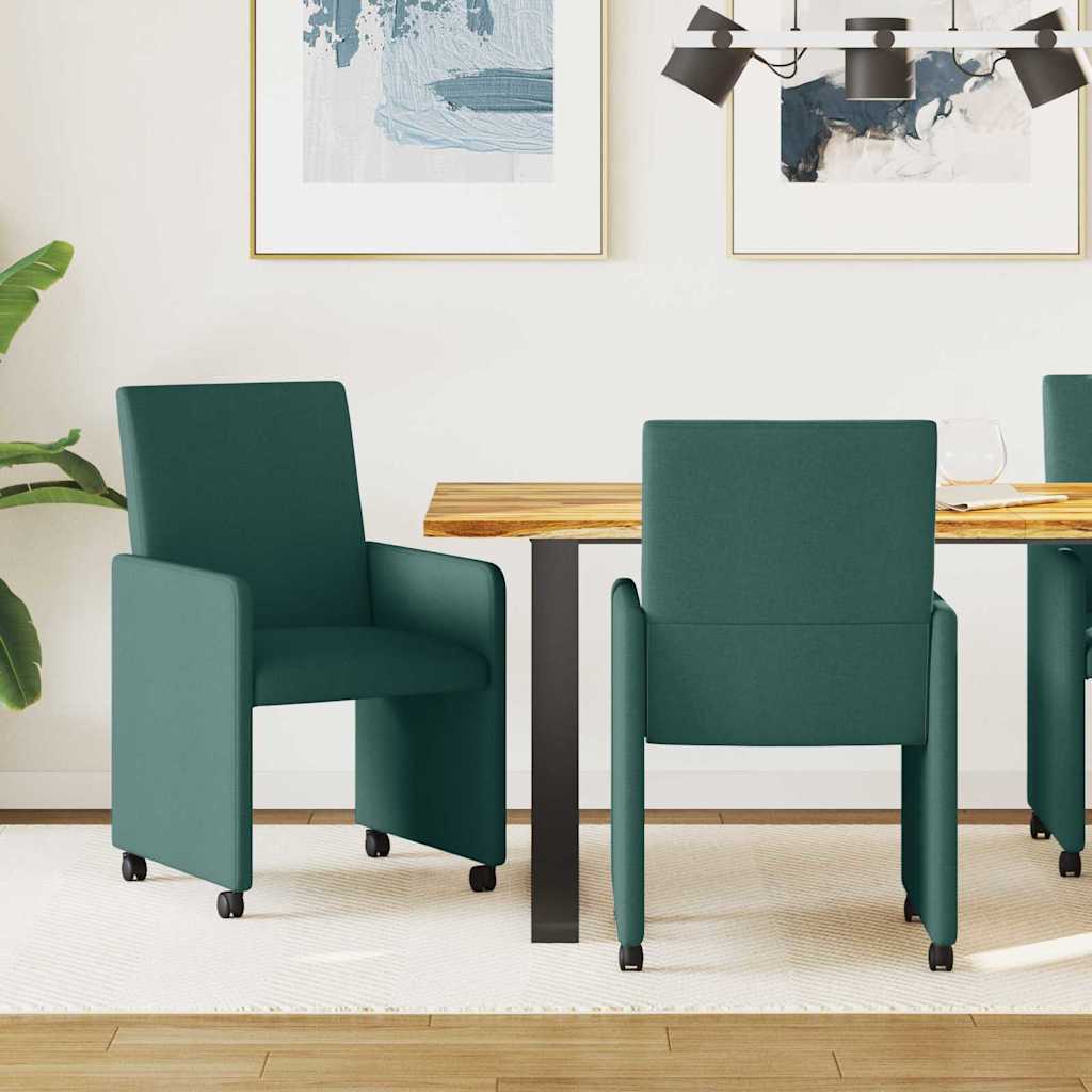 vidaXL Scaun de sufragerie 2 pcs Verde închis 57 x 66 x 94 cm țesătură