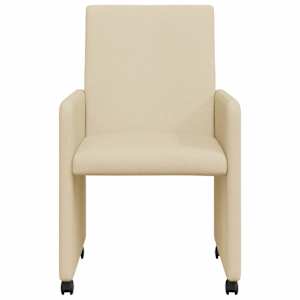 Jídelní židle na kolečkách 2 pcs Krémová 57 x 66 x 94 cm textil - obrázek 4