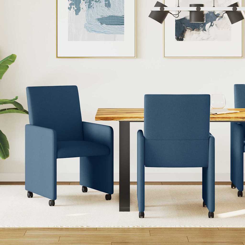 vidaXL Scaun de sufragerie 2 pcs albastru 57 x 66 x 94 cm țesătură