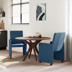 Jídelní židle na kolečkách 2 pcs Modrá 57 x 66 x 94 cm textil - obrázek 3