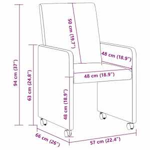 Jídelní židle na kolečkách 2 pcs Modrá 57 x 66 x 94 cm textil - obrázek 11