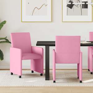 Jídelní židle na kolečkách 2 pcs Růžová 57 x 66 x 94 cm textil - obrázek 1
