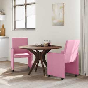 Jídelní židle na kolečkách 2 pcs Růžová 57 x 66 x 94 cm textil - obrázek 3