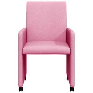 Jídelní židle na kolečkách 2 pcs Růžová 57 x 66 x 94 cm textil - obrázek 4
