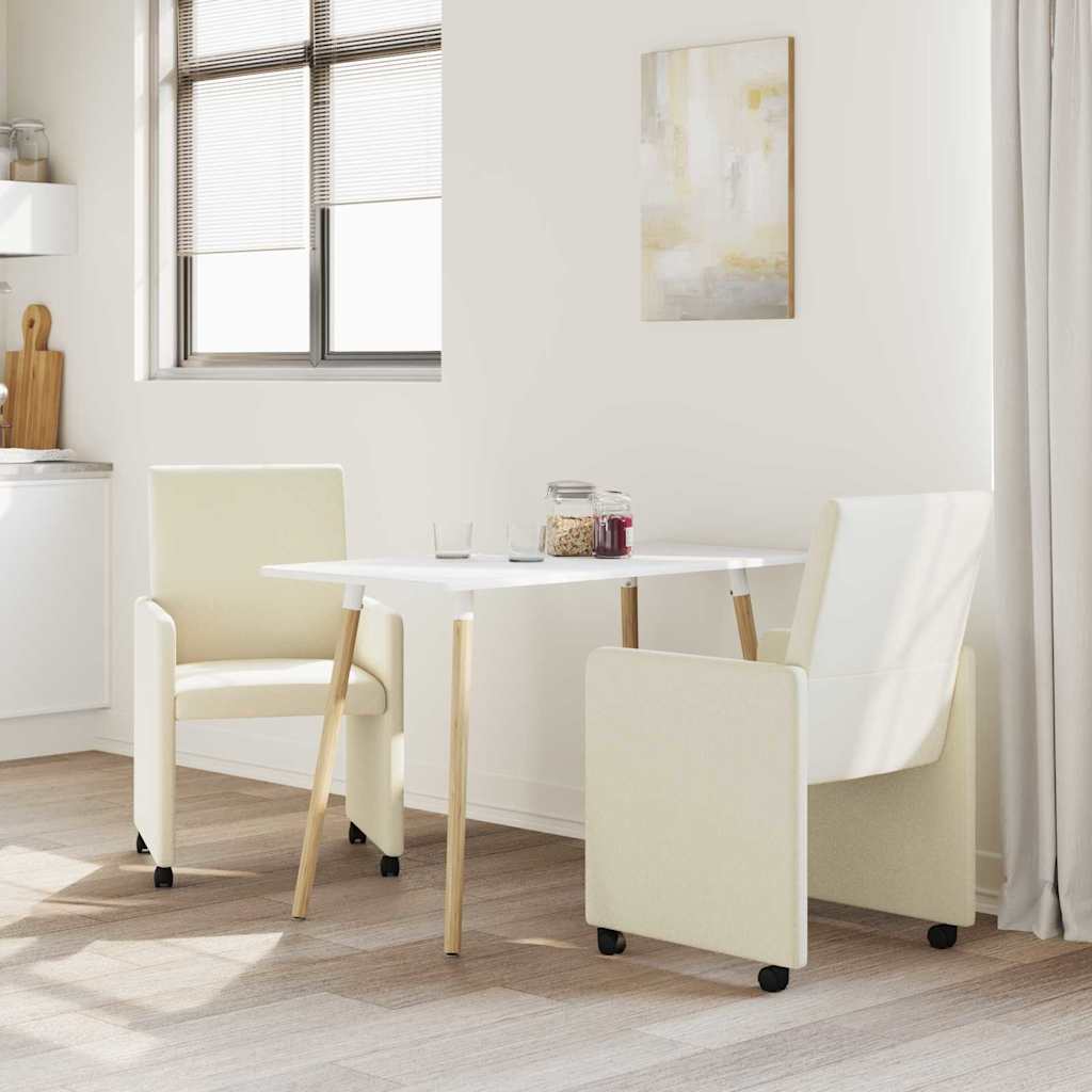 vidaXL Eetstoelen met wielen 2 pcs Crème 57 x 66 x 94 cm Kunstleer
