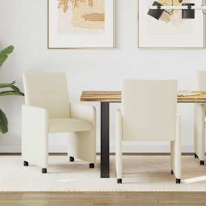 Jídelní židle na kolečkách s koly 2 pcs Krémová 57 x 66 x 94 cm - obrázek 1