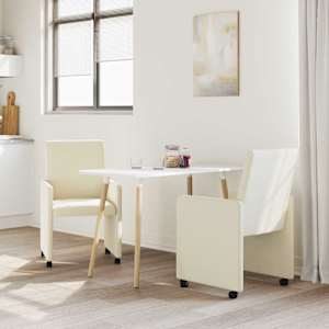 Jídelní židle na kolečkách s koly 2 pcs Krémová 57 x 66 x 94 cm - obrázek 3