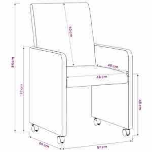 Jídelní židle na kolečkách s koly 2 pcs Krémová 57 x 66 x 94 cm - obrázek 11