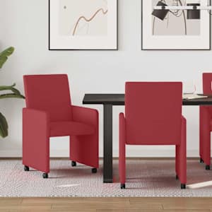 Jídelní židle na kolečkách 2 pcs vínová červená 57 x 66 x 94 cm - obrázek 1