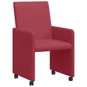 vidaXL Ratastega S&ouml;&ouml;gi-toolid 2 tk Kunstnahk Veinipunane