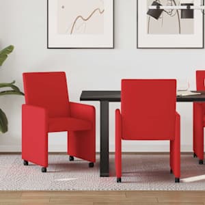 Jídelní židle na kolečkách s koly 2 pcs Červená 57 x 66 x 94 cm - obrázek 1