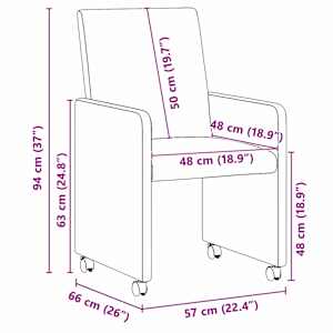 Jídelní židle na kolečkách s koly 2 pcs Černá 57 x 66 x 94 cm - obrázek 11