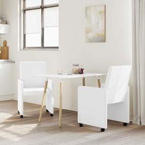 Jídelní židle na kolečkách s koly 2 pcs Bílá 57 x 66 x 94 cm - obrázek 3