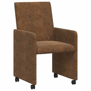 vidaXL Ratastega S&ouml;&ouml;gi-toolid 2 tk Tehisnaha Suede Pruun