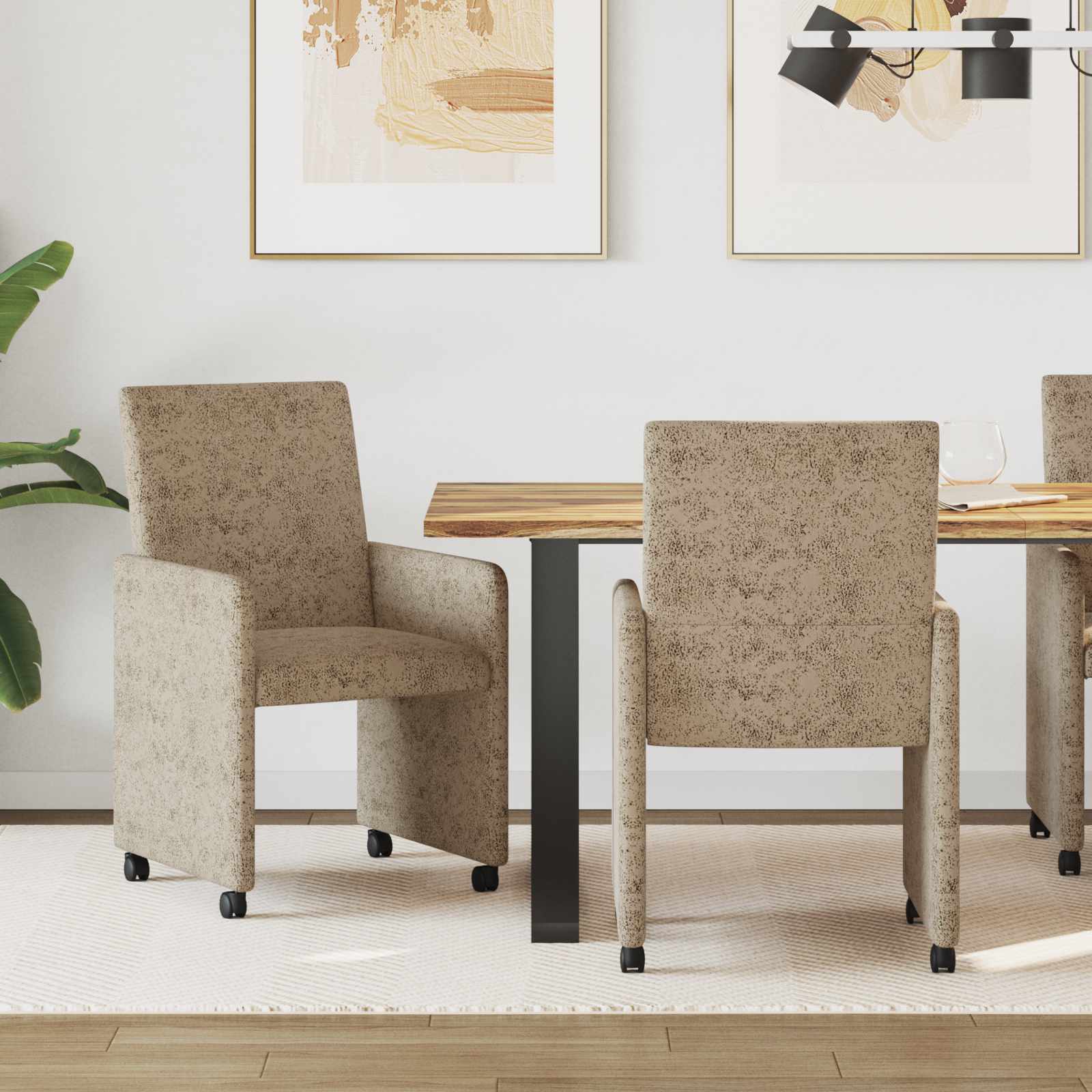 vidaXL Matstolar med hjul med hjul 2 pcs Ljusgr&aring; 57 x 66 x 94 cm