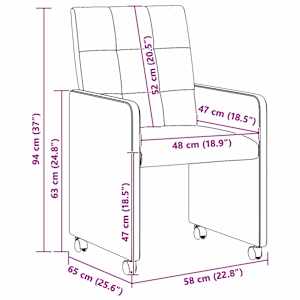 Jídelní židle na kolečkách 2 pcs Světle šedá 58 x 65 x 94 cm - obrázek 11
