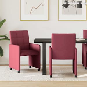 Jídelní židle na kolečkách 2 pcs vínová červená 58 x 65 x 94 cm - obrázek 1