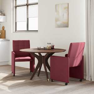 Jídelní židle na kolečkách 2 pcs vínová červená 58 x 65 x 94 cm - obrázek 3
