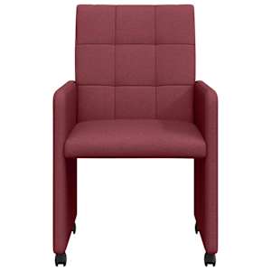 Jídelní židle na kolečkách 2 pcs vínová červená 58 x 65 x 94 cm - obrázek 4