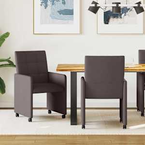 Jídelní židle na kolečkách 2 pcs Tmavě hnědá 58 x 65 x 94 cm - obrázek 1