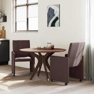 Jídelní židle na kolečkách 2 pcs Tmavě hnědá 58 x 65 x 94 cm - obrázek 3