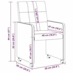 Jídelní židle na kolečkách 2 pcs Tmavě hnědá 58 x 65 x 94 cm - obrázek 11