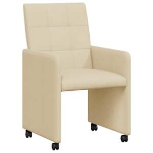 Jídelní židle na kolečkách 2 pcs Krémová 58 x 65 x 94 cm textil - obrázek 2